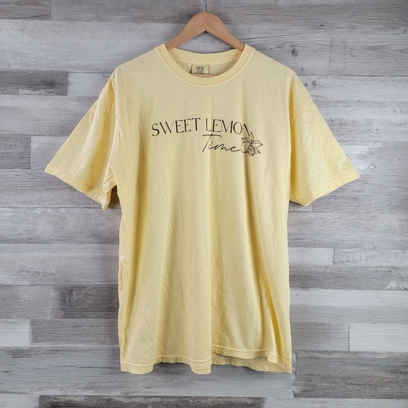 "Sweet Lemon Time* Comfort Colors Pastel Yellow Ring Spun Tee Size XL NWOT - Picture 2 of 11